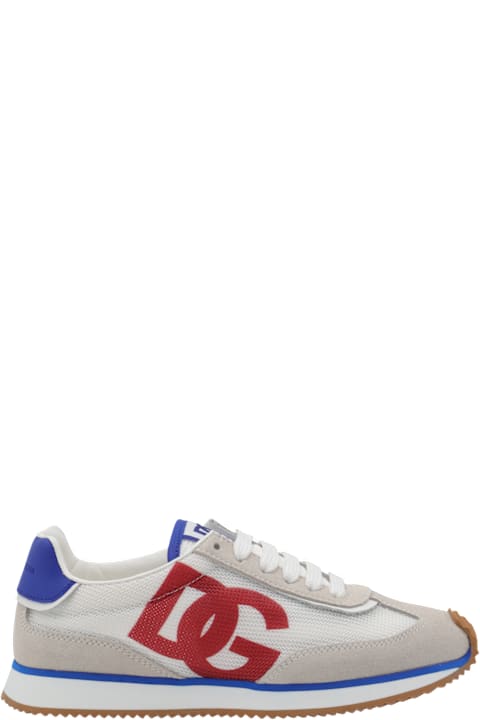 Dolce & Gabbana لـ بنات Dolce & Gabbana White And Blue Sneakers