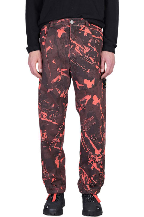 Stone Island لـ Men Stone Island Pants In Black Cotton
