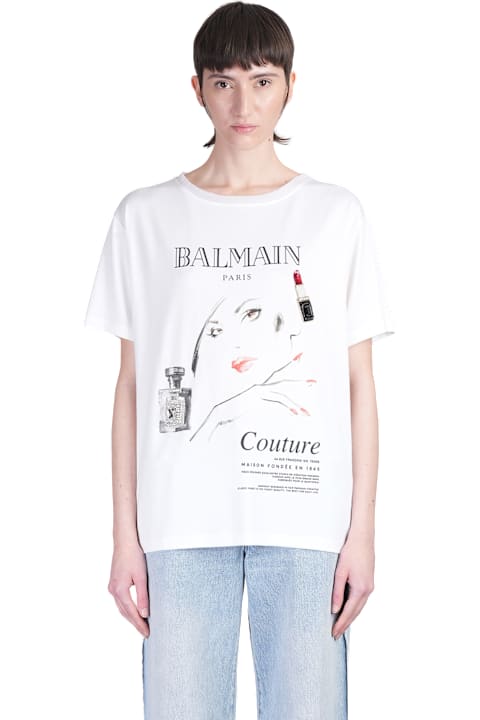 Balmain for Women Balmain T-shirt In White Wool And Polyester