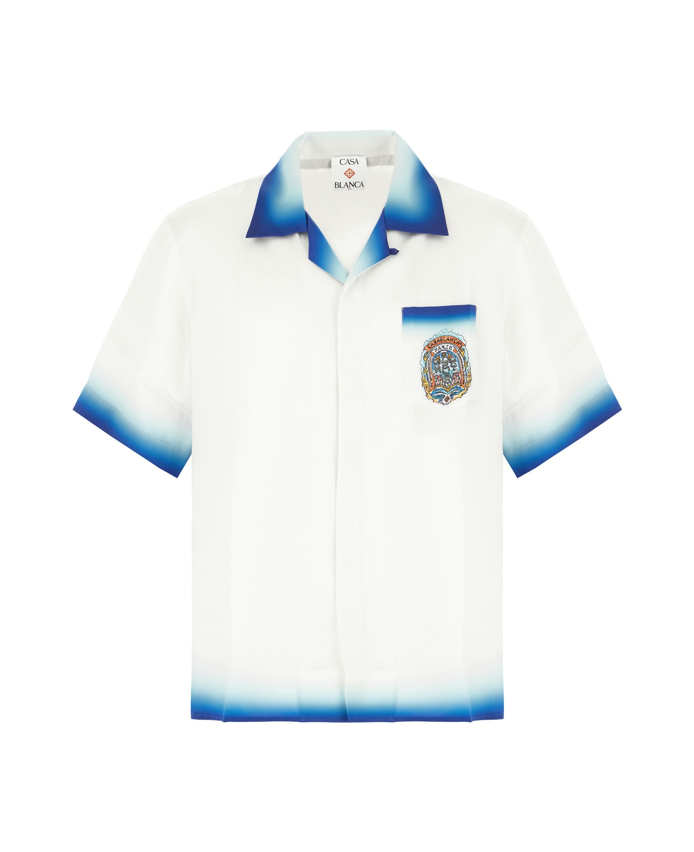 Casablanca Printed Silk Shirt - WHITE BLUE