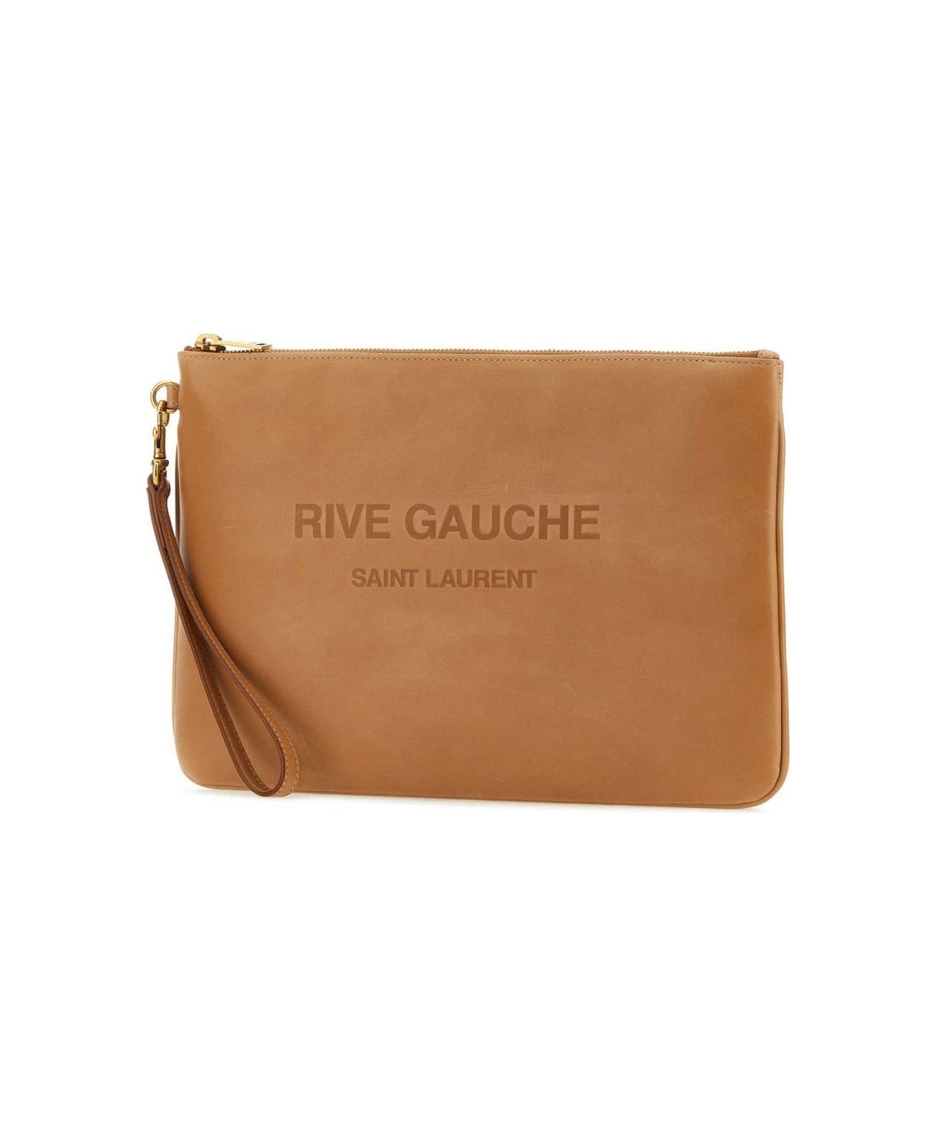 Saint Laurent Camel Leather Clutch - Multicolor