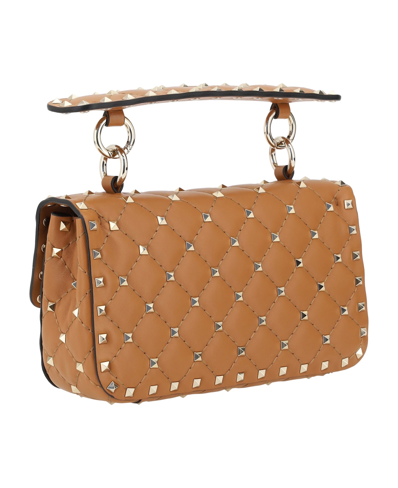 Valentino Garavani Rockstud Spike Small Leather Handbag - Brown