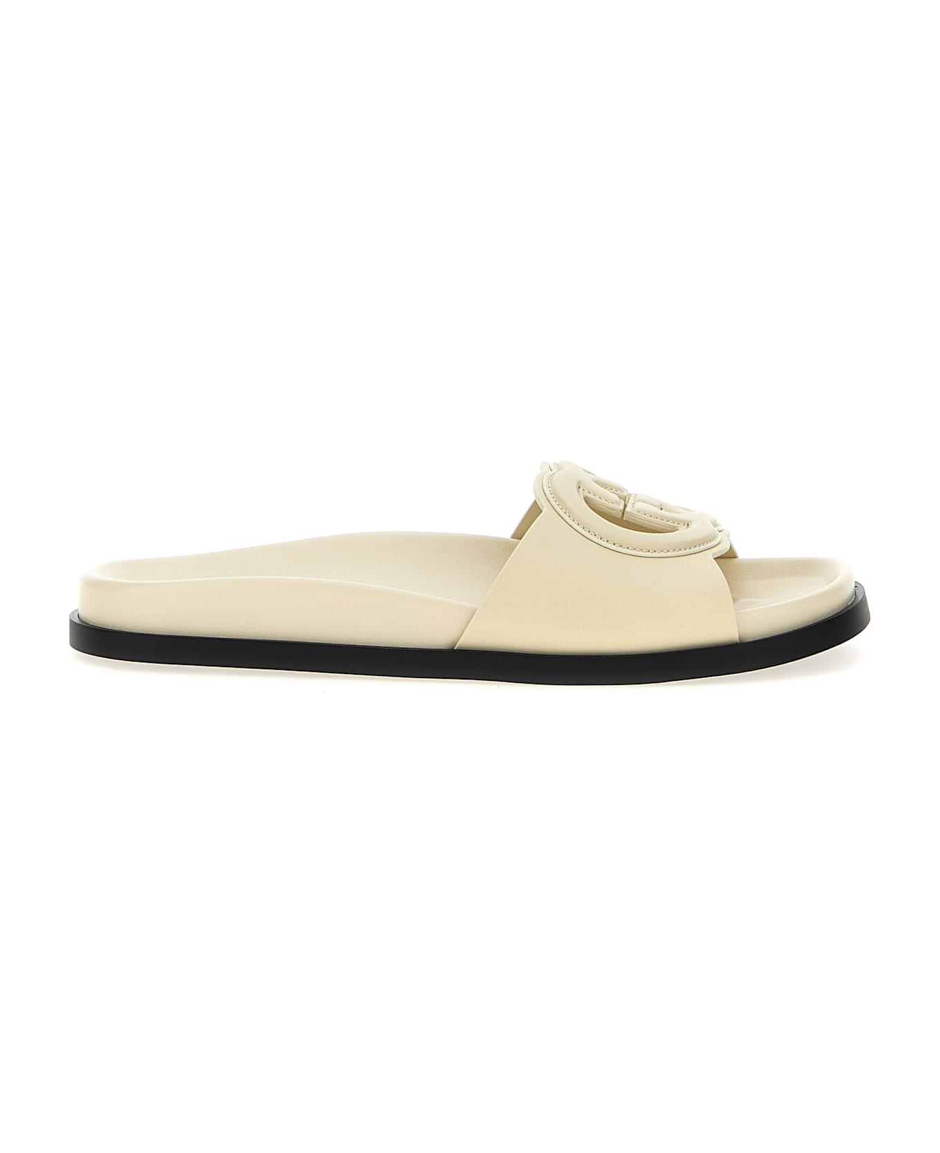 Gucci Logo Cut Out Slides - White