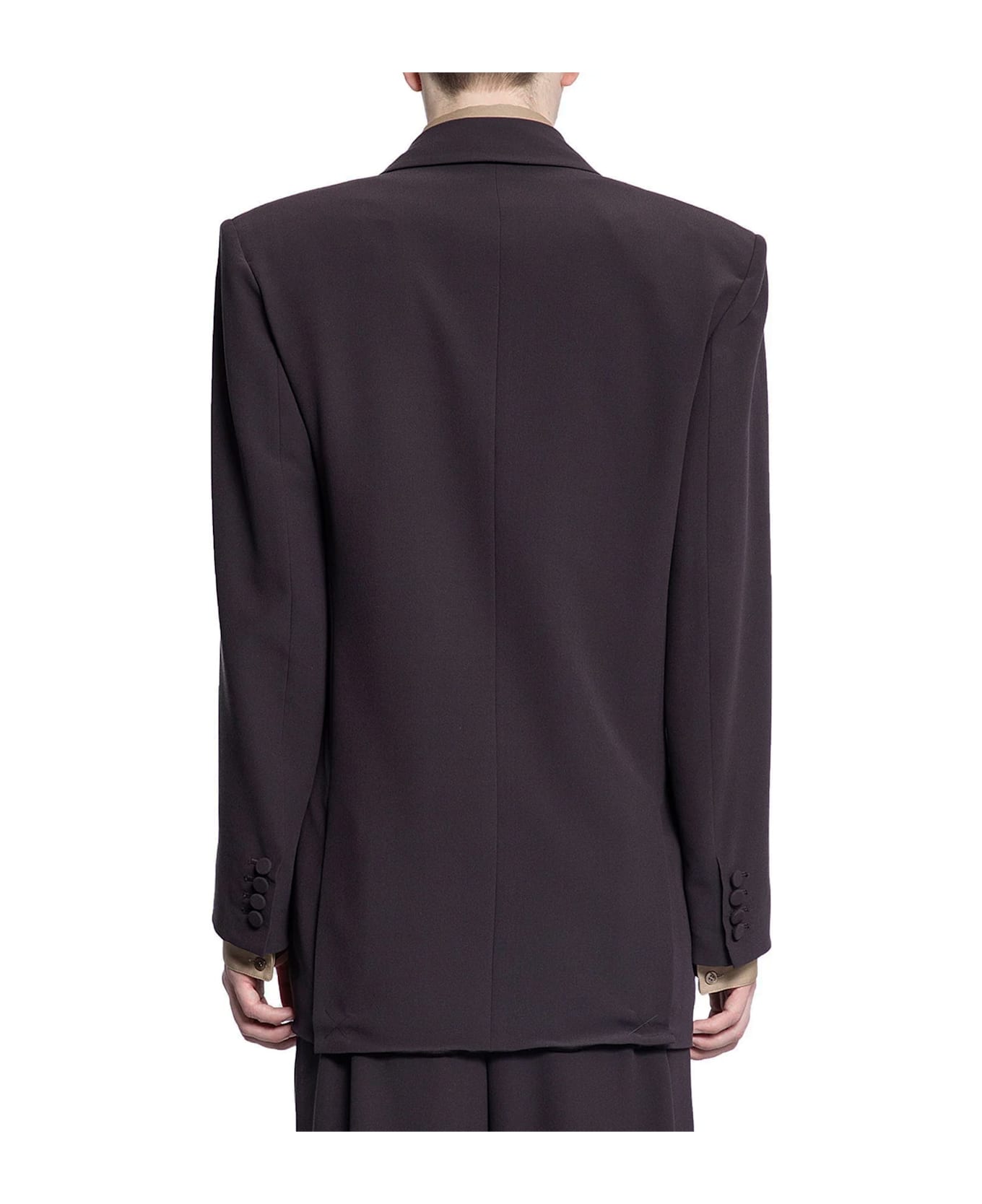 Saint Laurent Double-breasted Silk-crepe Blazer - Brown