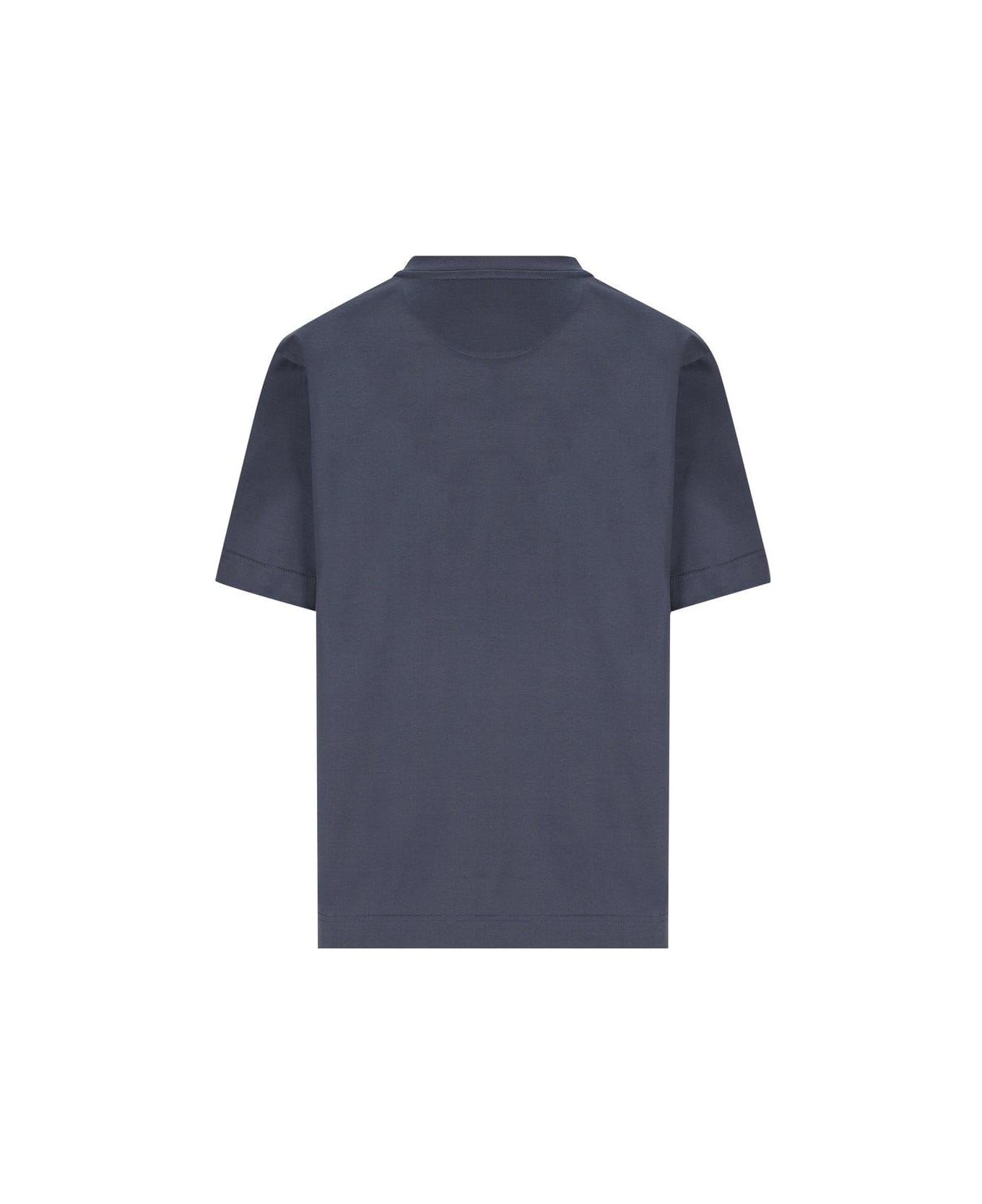 Fendi Crest Embroidered Crewneck T-shirt - Blue