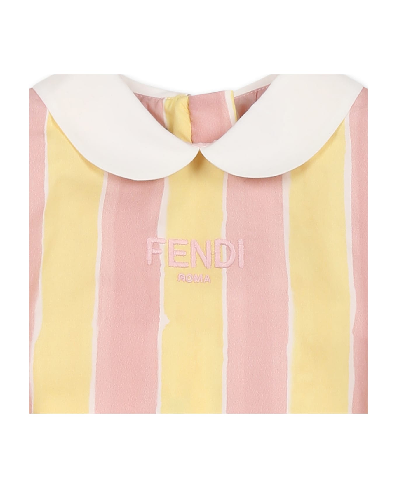 Fendi Multicolor Dress For Baby Girl With Logo - Multicolor
