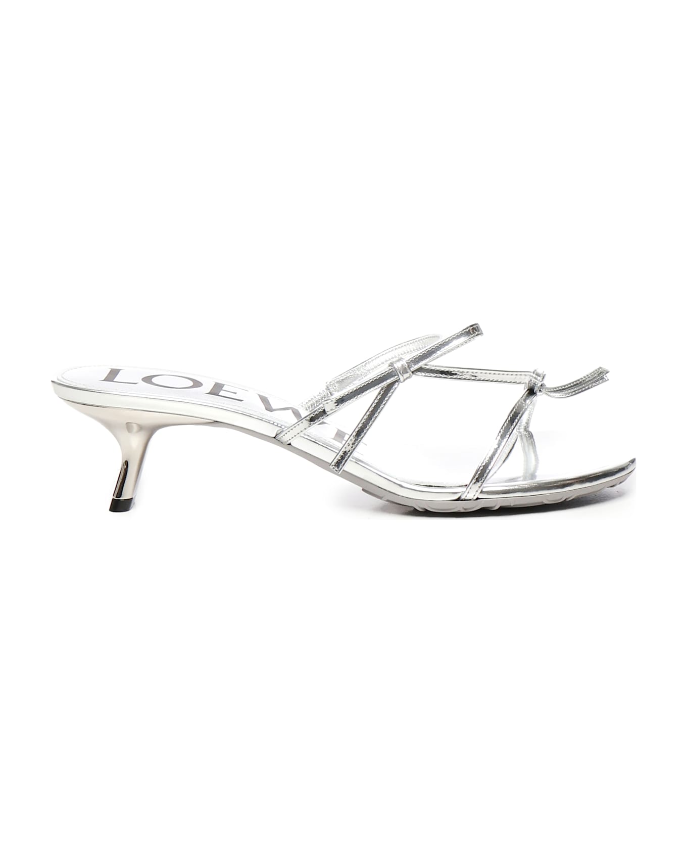 Loewe Petal Sandals In Metallic Calfskin - Silver
