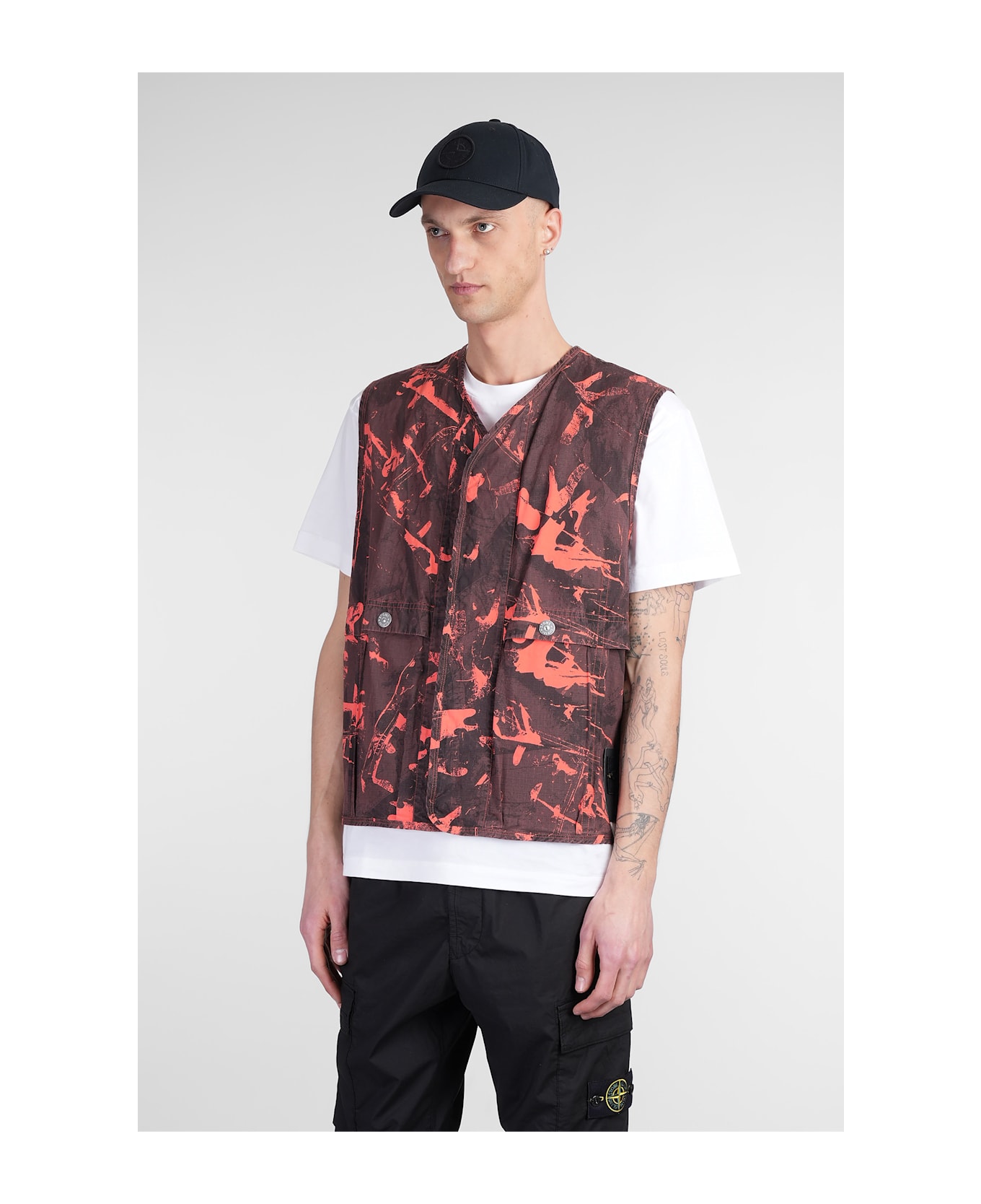 Stone Island Vest In Black Cotton - black