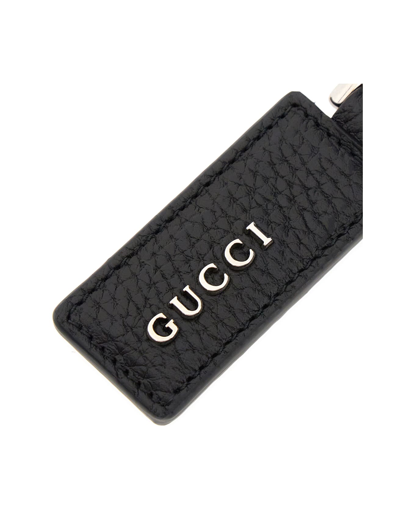 Gucci Metal And Leather Key Ring - BLACK