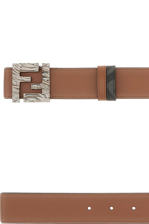 Fendi Sale for Men Fendi Chocolate Leather Reversible Belt