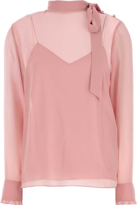 سترات صوف وبدل رياضية لـ السيدات Gucci Pink Crepe Blouse
