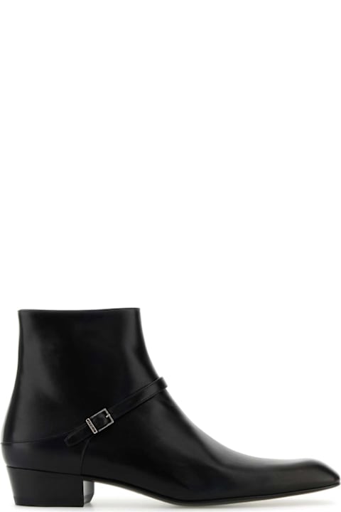 Boots for Men Saint Laurent Black Leather Augustin Ankle Boots