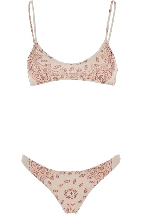 ملابس سباحة لـ السيدات The Attico Pink Bikini With Spaghetti Straps And All-over Print In Tech Fabric Stretch Woman