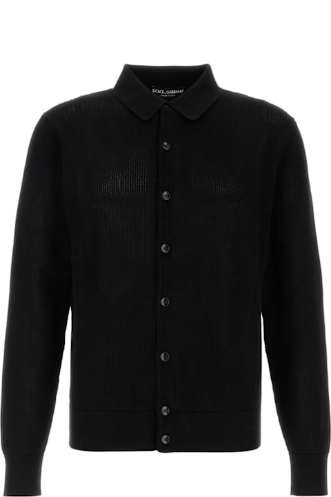 Dolce & Gabbana for Men Dolce & Gabbana Black Mesh Cardigan