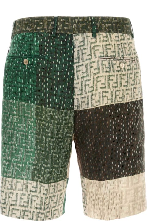 Fendi Sale for Men Fendi Multicolor Linen Bermuda Shorts