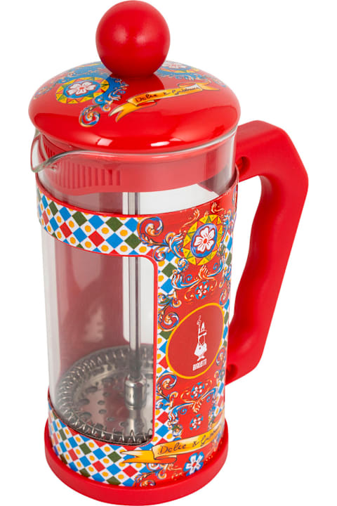 Tableware Dolce & Gabbana 'frenchpress 0,35lt' Multicolor Moka With Carretto Siciliano Motif In Steel Home