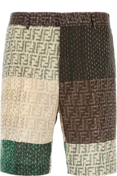 Fendi Sale for Men Fendi Multicolor Linen Bermuda Shorts