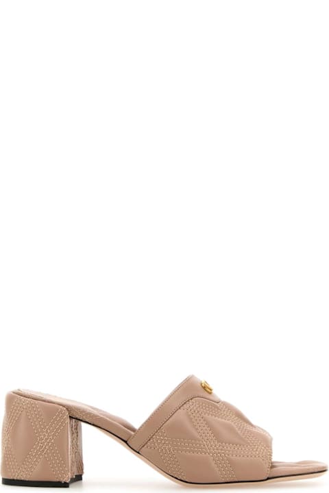 Sandals for Women Valentino Garavani Powder Pink Leather Quiltie Mules