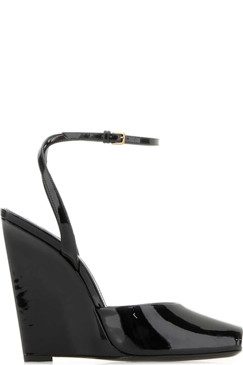Wedges for Women Saint Laurent Black Leather Le Scandal Sandals