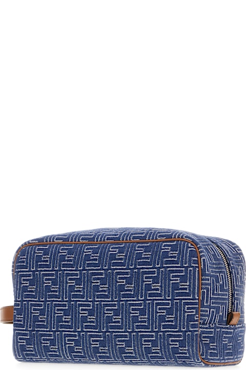 Fendi Sale for Men Fendi Embroidered Denim Beauty Case