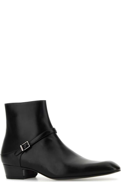 Boots for Men Saint Laurent Black Leather Augustin Ankle Boots