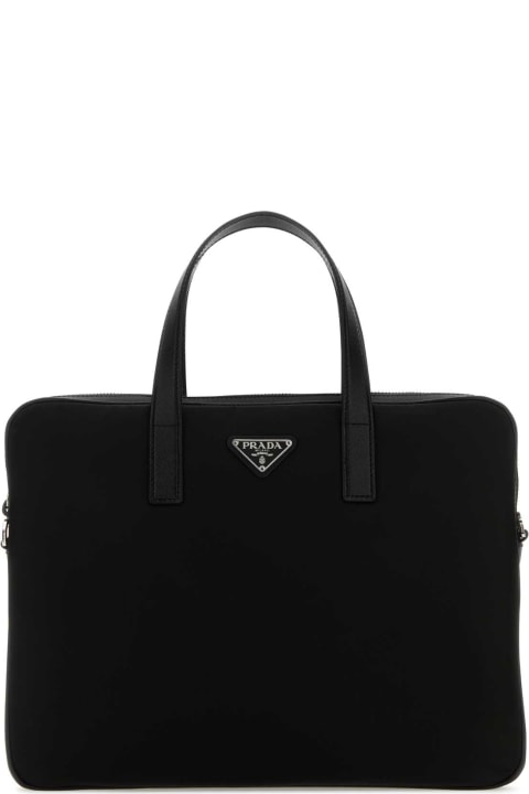 Prada حقائب خصم على القسم الرجالي Prada Black Re-nylon Briefcare
