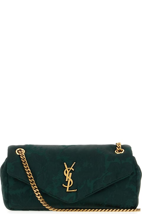 Saint Laurent for Women Saint Laurent Green Jacquard Small Calypso Shoulder Bag