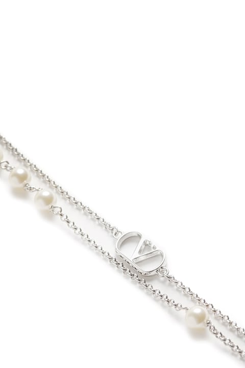 Jewelry Sale for Men Valentino Garavani Vlogo Signature Metal And Pearls Necklace