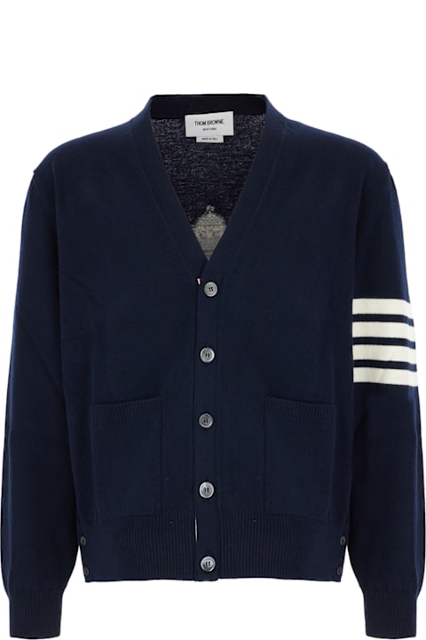 Thom Browne لـ Men Thom Browne Navy Blue Wool Cardigan