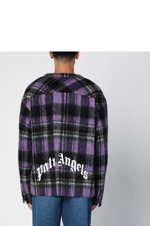 Best Of Streetwear for Men Palm Angels Over Shirt In Violet Check Wool