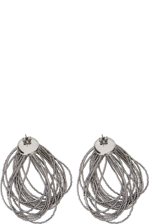 Earrings for Women Brunello Cucinelli Metallic Earings With Rear Closure And Interwoven Design In Silver Woman