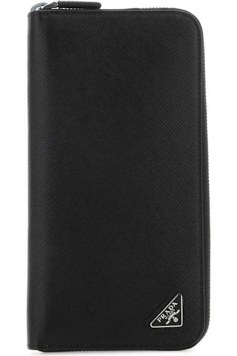 Prada إكسسوارات خصم على القسم الرجالي Prada Black Leather Wallet
