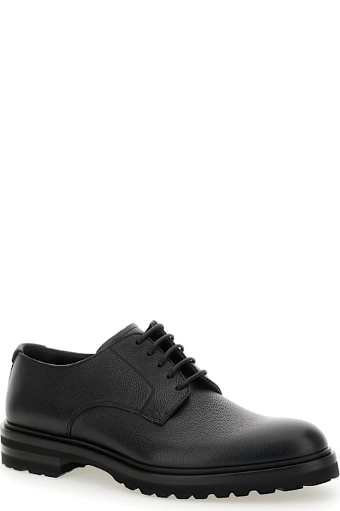 Dolce & Gabbana Shoes for Men Dolce & Gabbana 'altavilla' Black Derby Lace-up Shoes With Metal Dg Logo On Heel In Brushed Leather Man