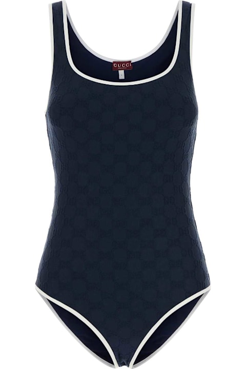 ملابس سباحة لـ السيدات Gucci Navy Blue Nylon Stretch Swimsuit