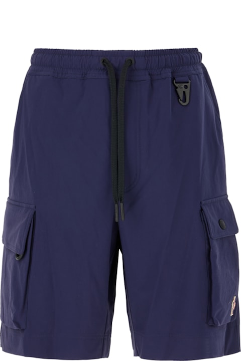 Pants for Men Moncler Grenoble Navy Blue Stretch Nylon Bermuda Shorts